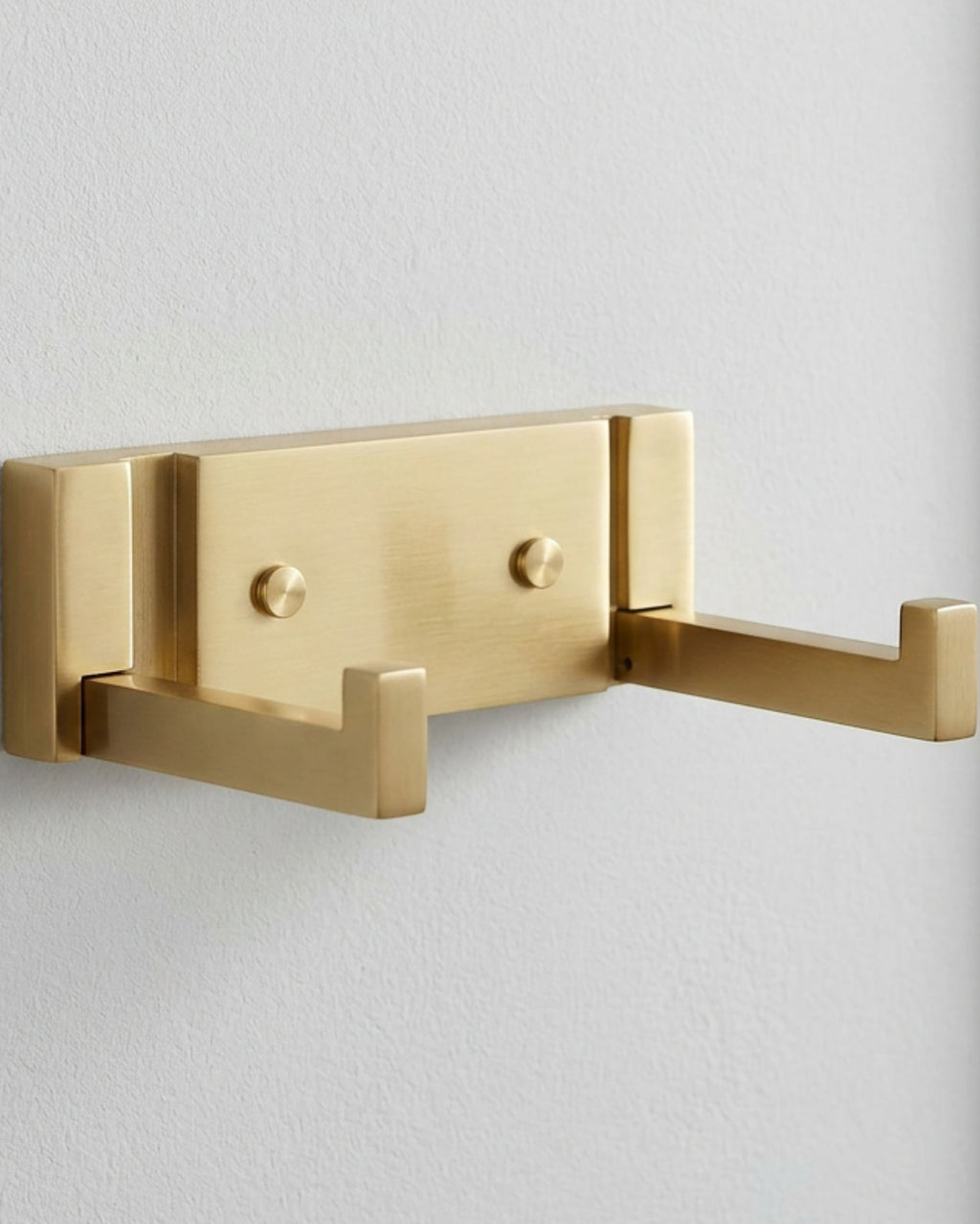 Korfe Fold-Flat Double Wall Hook Brushed Brass - Lifestyle view