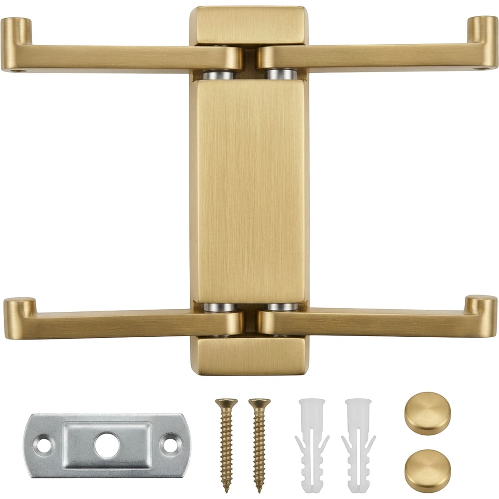 Korfe Fold-Flat Double Wall Hook Brushed Brass - Product view
